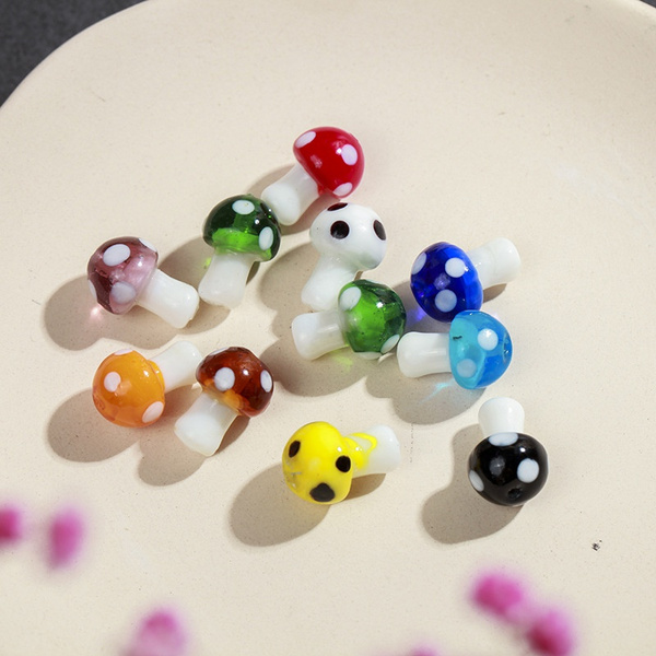 Lampwork Mushroom Glass beads Mix Color with Outer White flower Fashion  beads for jewelry making